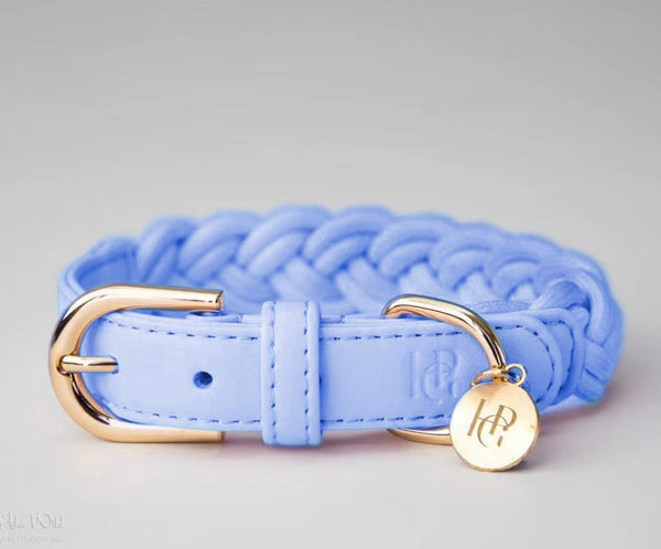 Periwinkle Plaited Dog Collar