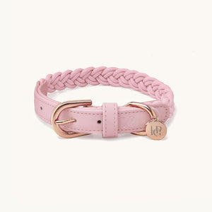 Baby Pink Plaited Dog Collar