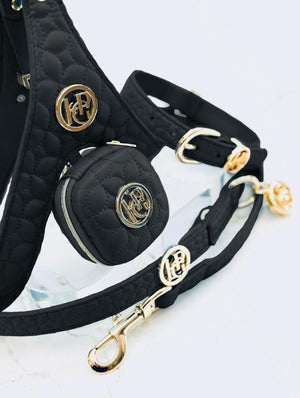 Black Jet Step In DOG And CAT HARNESS – Modern Vegan Leather Strappy Novalie Collection Pet Harness