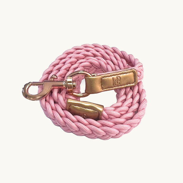 Light Pink braided leash with gold hardware