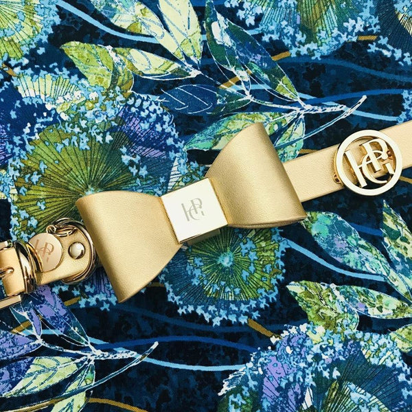 皮革领结-香槟色