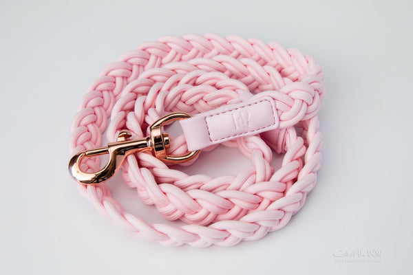 Baby Pink Plaited Dog Lead