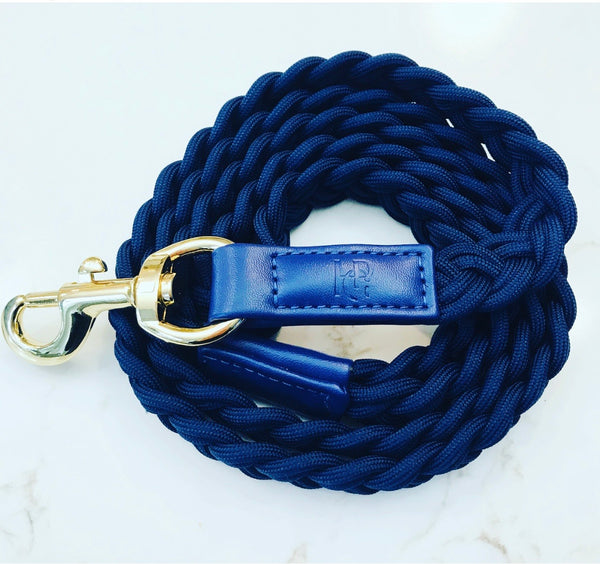 Indigo Blue Plaited Dog Lead