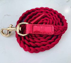 Ruby Red Plaited Dog Lead