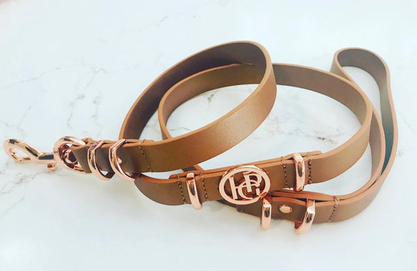 Cinnamon Leather Dog Lead