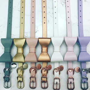 Cinnamon Leather Bow Dog Collar