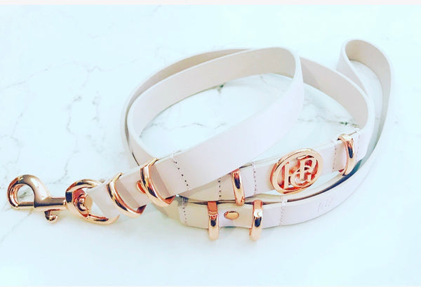 Blush Leather Dog Lead