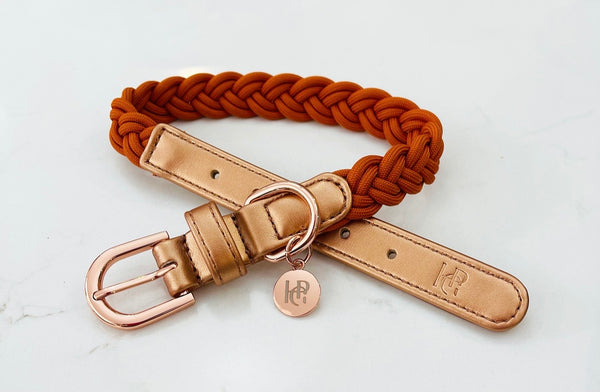 Cinnamon Rust Plaited Dog Collar