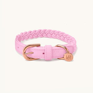 Taffy Pink Plaited Dog Collar