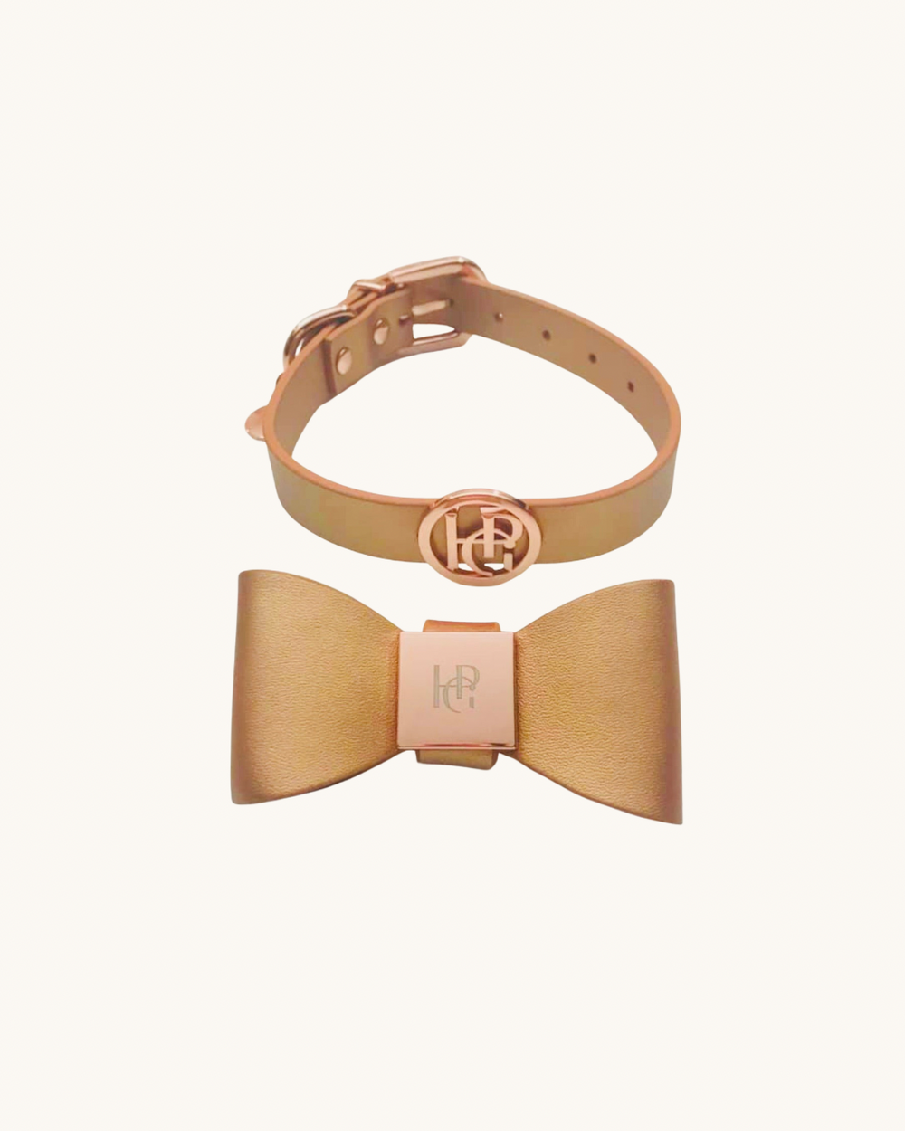Cinnamon Leather Bow Dog Collar