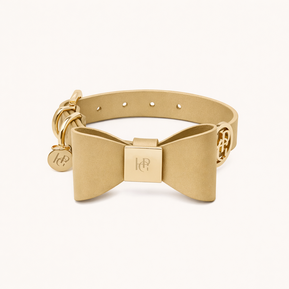 皮革领结-香槟色