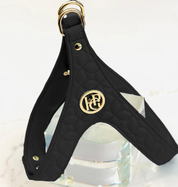 Black Jet Step In DOG And CAT HARNESS – Modern Vegan Leather Strappy Novalie Collection Pet Harness