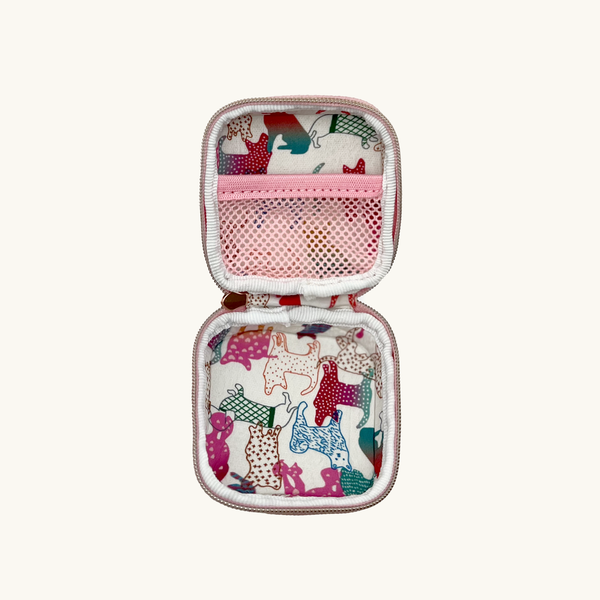 Light pink waste/treat bag opened with colourful lining 