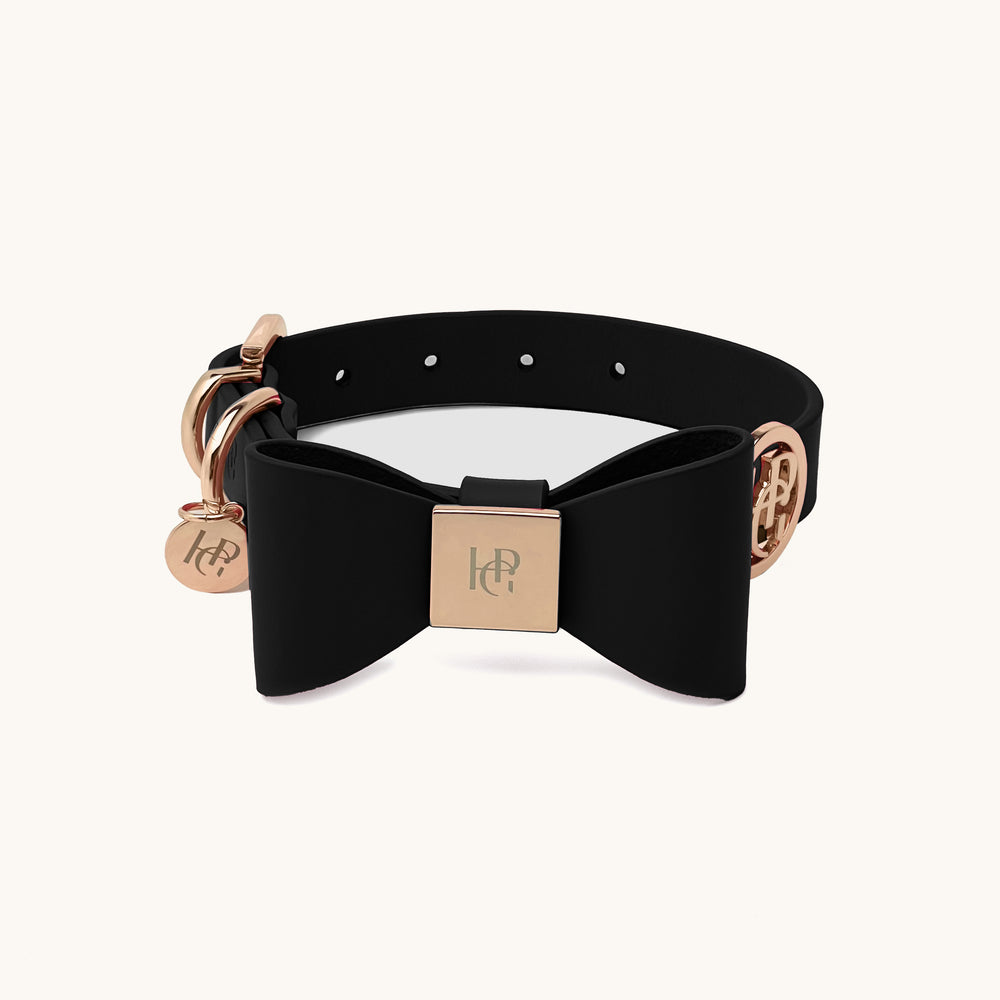 皮革蝴蝶结领子-午夜