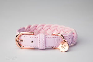 Baby Pink Plaited Dog Collar