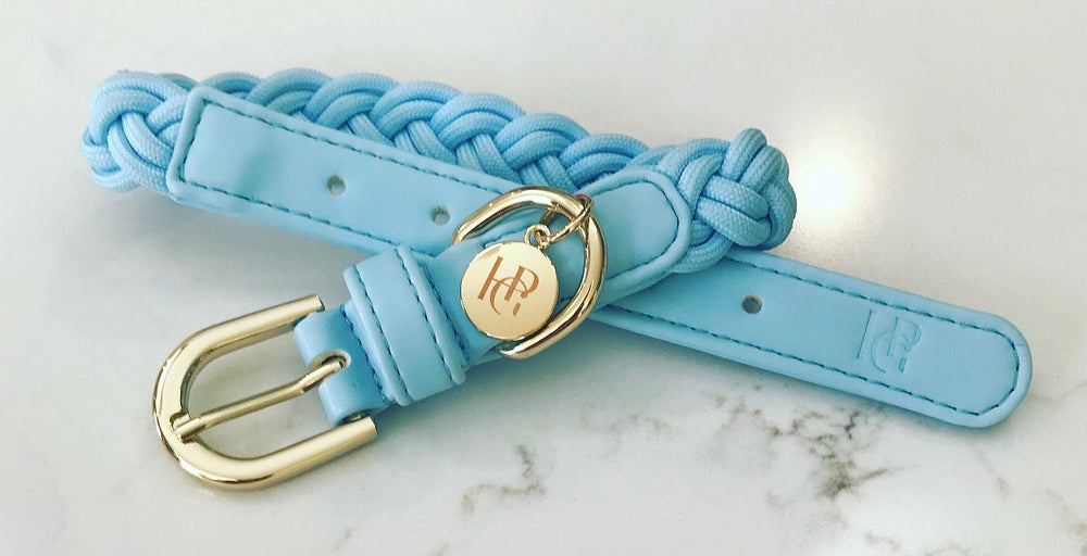 Cloud Blue Plaited Dog Collar