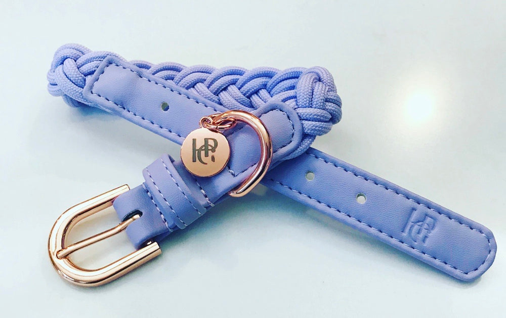 Lilac Plaited Dog Collar