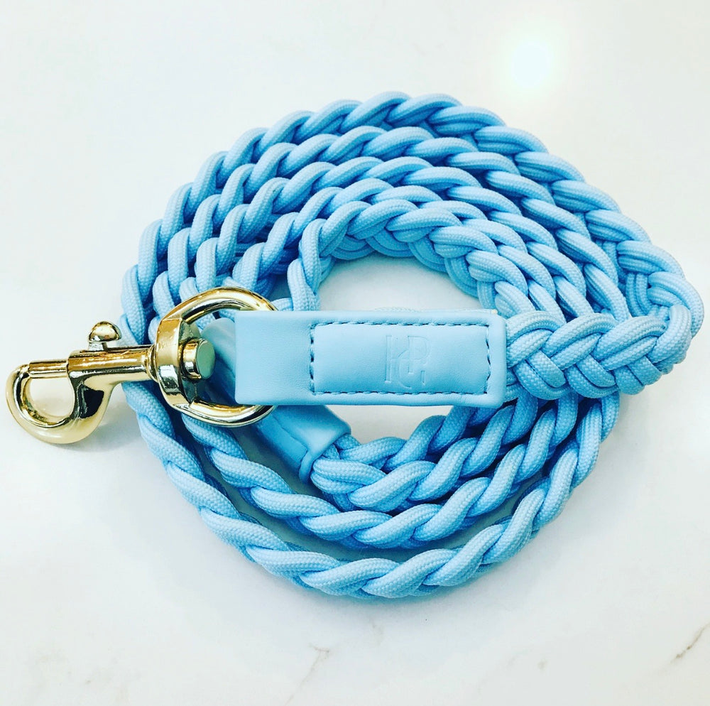 Cloud Blue Plaited Dog Lead