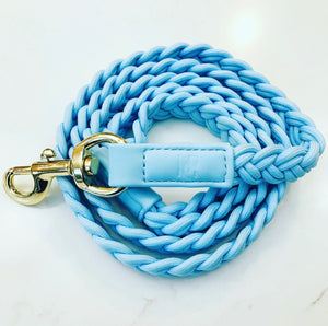 Cloud Blue Plaited Dog Lead