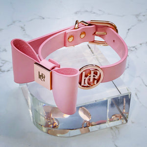 Peony Leather Bow Dog Collar