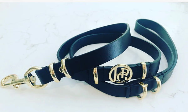 Apatico - Chain Leash & Collar Set - Gothic - Black PVC - Leather